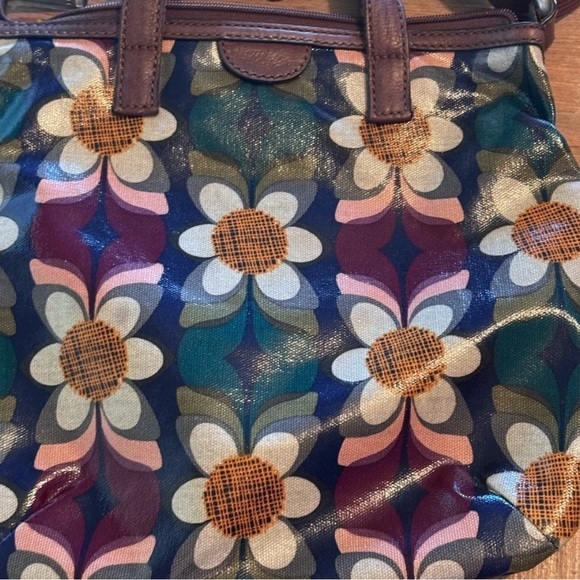 Fossil Women's Crossbody Bag with Floral Pattern - Blue and Brown - Picture 4 of 5